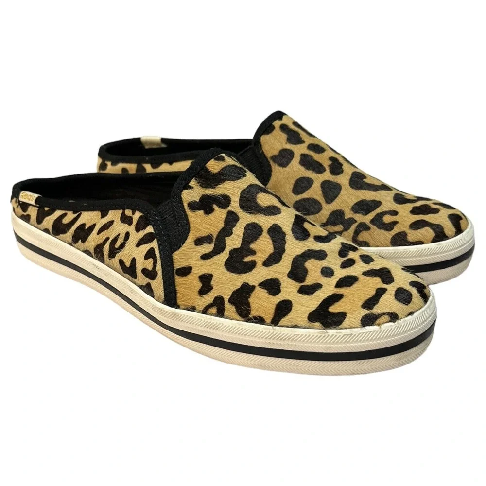 Keds Kate Spade New York Shoes Womens 7.5 Double Decker Mule Calf Hair Leopard - Picture 7 of 13